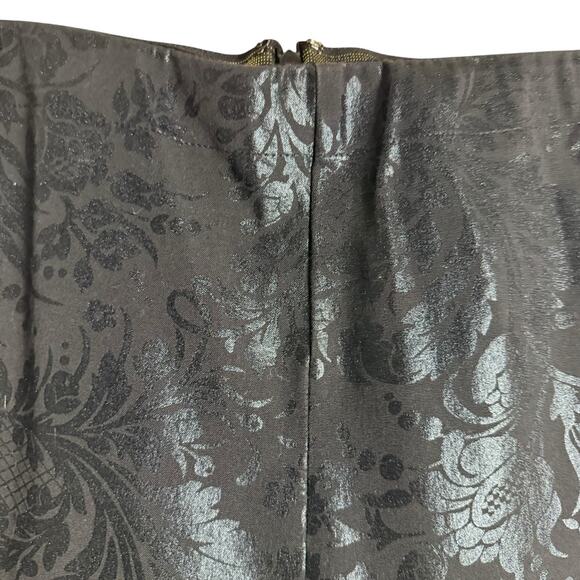 Anthropologie Essential Skinny Black Floral Brocade Velvet Tuxedo Stripe Pants - Picture 5 of 10